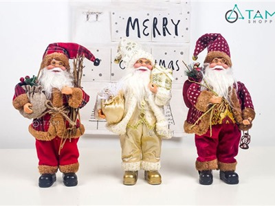 Ông già Noel vải nhồi bông đứng Vintage 3 kiểu X-VNHB-03